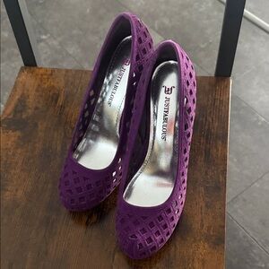 JustFab Purple Suede Lattice Heels